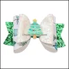 Hair Aessories Baby, Kids Maternità Cheer Bows 3" Glitter Clips Spille per calze di Natale per neonate Duckbill Hairgrips Drop Delivery 20