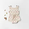Çocuklar Bebek Kız Örgü Ponponlar Romper Kolsuz Kız Örgü Giysi Sevimli Yenidoğan Polka Dot Bodysuit Rahat Tulum Kış Bahar Giyim