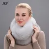 Authentic Fox Fur Knitted Multicolour Scarf Women's Genuine Leather Collar Magnetic Buckle Winter Fashion Collar Ring Hw-10 H0923