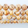 Wojiaer 6 8 10 12 mm Naturalny obraz Jasper Stone luźne okrągłe koraliki dla igłowców kobiety DIY Bransoletka 15 1/2 "Strand By911