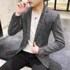 Herenpakken Blazers Houndstooth Plaid Mannen Casual Slim Fit Pak Jas Trouwjas Jas Business Streetwear Costume Homme Blazer