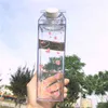 クリエイティブなかわいいプラスチッククリアミルクカートンウォーターボトルファッションイチゴ透明ボックスジュースカップ女の子用BPA無料211122