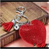 Keychains Fashion Aessory Drop Delivery 2021 1PC Hjärtformad Crystal Rhinestone Handväska KeyFob Pendant Keychain Bag Keyring Key Chain Bioi