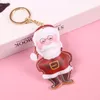 Party Supplies Christmas Fur Ball Keychain Environmentally Friendly Leather Santa Claus Plush Bag Keychains Gift Wholesale