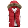 Hiver Mens Gilet Fourrure À Capuchon Casual Sans Manches Outwear Solide Chaud Épais Hommes Veste Hommes / Femmes Chapeau Détachable Coton Rembourré Gilets 210524