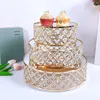 その他の耐熱剤ゴールドミラーメタルケーキスタンドラウンドカップケーキ結婚式の誕生日パーティーデザートペデスタルディスプレイプレート家の装飾