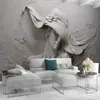 Papier peint personnalisé 3D stéréoscopique en relief gris beauté peinture à l'huile moderne abstrait Art Mural salon chambre papier peint