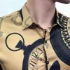 Camicia casual da uomo Camicia a maniche lunghe in oro Abito coreano Camicie da smoking di lusso slim fit Camicia da lavoro sociale da notte di moda 6XL 210527