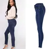 Alto cintura jeans magro jeans para mulheres tornozelo-comprimento senhoras algodão azul lápis calça streetwear mola roupas femininas 210625