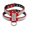 Dog Collar Leashes Bling Rhinestone Harness Läder Puppy Cat Vest Leash Set för Små Medium Chihuahua Pug Yorkshire Pet Supplies