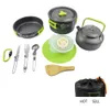 1 ensemble de casseroles et poêles d'extérieur, ustensiles de cuisine de Camping, batterie de cuisine de pique-nique, vaisselle antiadhésive avec cuillère pliante, couteau, planche à découper