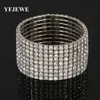 Yfjewe nova moda elasticidade de cristal grandes pulseiras para mulheres ouro e prata cor pulseiras pulseras mujer b125 q0719