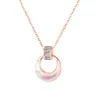 Crystal Rose Gold Circle of Life Necklace, Shell Halsband, Bästa vängåva