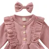 Girls Dresses Toddler Dress Baby Lace Corduroy Princess Dresses Bowknot hairpin Infant Long-Sleeved Dress Newborn Boutique Clothing 2572 Q2