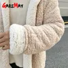 Płaszcz Woman S zimie Ciepłe Teddy Cardigan Długość Elegancka Korea Koreańska Korea Ivory 210428