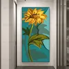 抽象的なヒマワリ植物フラワーアートポスターとプリントギャラリーのためのモダンなキャンバス油絵の壁絵