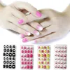 NAF012 24 STKS Kleurrijke Regenboog Hart Acryl Nail Tips Volledige Cover Groothandel Druk op Nagels Custom met Glue Manicure Tools