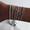 Chaîne à maillons bohème 6 pièces/ensemble Bracelets Turquoise Bracelets ensemble pour femmes alliage coquille ronde été chaînes minces bracelet Boho bijoux cadeau