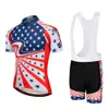 2024 USA Summer Cycling Jersey Set Breattable Team Racing Sport Bicycle Kits Mens Korta cykelkläder M086