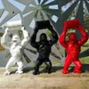16 "Big Creative King Kong Decoração Art artesanato Animal Simulação Resina Estátua Gorila Busto Figura Modelo Caixa de Brinquedo 40cm Collectible 210318