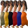 여성 드레스 디자이너 Maxi Dresses 슬림 섹시한 깊은 U 목 니트 대비 색상 중공 구멍 옥스 솔리드 스커트 6 색