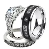 Wedding Rings Unique Design Men Woman CZ 316L Stainless Steel Ring Couple Silver Color Paved Austrian Zircon Lover039s Jewelry1607271