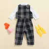 Lioritiin 0-24m recém-nascido infantil bebê menino menina 3 pcs xadrez waistcoat mangas compridas camisa terno calças formal desgaste g1023