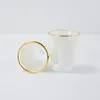 1.5oz 3oz Sublimation shot glasses tumbler White Patch golden rim Wine Glasses Heat Transfer Printing White Glass Blank Sublimation Tumbler