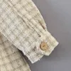 Giacca da camicia in tweed scozzese moda Donna Tasche a maniche lunghe vintage Capispalla Top Cappotto Jakcet con orlo irregolare allentato 210515