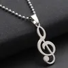 Punk Cool Titanium Staal Muzieknoot Hanger Ketting Hip Hop Sieraden Dollarsymbool Lange Trui Kettingen Voor Vrouwen Mannen Geschenken