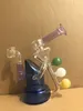 Drei Kugeln, dunkelgrün, lila, berauschende Hookah Recycle Big Bong Dab Rig, doppelter Perc, schwerer, dicker Raucher-Bubbler, 14-mm-Kopf