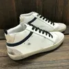 Italien Märke Golden Mid Star Top High Shoes Fashion Sneakers Italien Luxury Classic White Do-Old Dirty Man Women Shoe Silver Glitter Leather