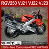 Corps complet pour SUZUKI RGV250 SAPC VJ21 RGV250 RGV-250CC 1988 1989 Carrosserie 21HC.40 rouge brillant blk VJ-21 RGV-250 Panneau RGVT-250 VJ 21 RGVT RGV 250CC 250 CC 88 89 Carénage OEM