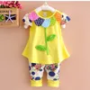 Kids Baby Girl Clothing Set Bowknot Summer Floral T-shirts Tops and Pants Leggings 2pcs Cute Children Outfits Girls Set 210326