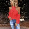 Women's Blouses & Shirts 2021 Fashion White Strapless Solid Halter Backless Off Shoulder Sexy Shirt Top For Womens Tops Ladies Cross Blouse