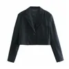 Elegante Frauen Gestreifte Baumwolle Jacken Mode Damen Kerb Kragen Blazer Streetwear Weibliche Chic Kurze Mäntel 210430