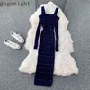 Gaganight Beading Elegant Women Maxi Bodycon Party Dress Long Sleeve Off Shoulder Sexy Solid Slim Dresses Female Spring Autumn 210519