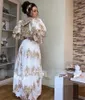 2022 Algerien Caftan Marocain de soir￩e Brautkleider Gold Spitze Langarm Arabisch Traditionelle Kosovo Vestidos Braut Party Kleider