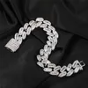 14mm Copper Curb Cuban Link Bracelets Iced Out CZ Bracelet Gold Silver Color For Men