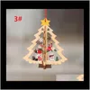 Forniture per feste festive Giardino Modello di albero di natale Legno Fiocco di neve vuoto Pupazzo di neve Decorazioni a campana Colorate decorazioni natalizie per la casa