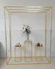 四角く輝く金色の長方形のアーチ歓迎サインラック結婚式の装飾パーゴラフラワーバルーン背景スタンドメタルフレームpar5038290