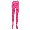 Pantaloni skinny da clubwear sexy con stampa rosa neon / verde Autunno Streetwear Pantaloni da allenamento a vita alta fluorescenti con chiusura a piedi 210915