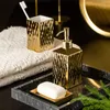 Accesorios de baño dorado/plata Conjuntos de cerámica, dispensador de jabón de loción, vaso, plato de jabón Accessroy 210709