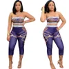 Summer Women's Tracksuits Sets Fashion Casual Printing Two Piece Outfits for Women Sleeveless Plus Size S-2XL208K