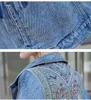 Denim Women Jacket Spring Vintage Floral Broderi Suede Fringe Loose Coat Långärmad Ytterkläder Kvinna Boho 210519