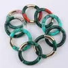 Bedelarmbanden marmeren acryl gebogen kralen voor vrouwen gouden kleur hars kralen buis armband bangle mode sieraden