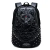 حقائب الظهر 3D Punk Male Male Animal Lion Backpack Cool Travel Computer Bag Design Pu ذات جودة جيدة أكياس مدرسة