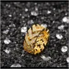 Jóias marlary faixa de moda 18k banhado a ouro personalizado anel gravado por atacado stack gelo out zircons thumb anéis para homens Drop entrega 2021 ZQ2