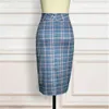 Women's Versatile Plaid Skirt High Waist Slim Sexy Hip Wrap Skirt Fashion Casual Flounce Slim Office Career Mid-skirt Summer New X0428