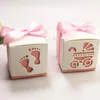 ベビーシャワーキャンディーボックスギフトラップかわいいフットパターンペーパーバプテスマの子供の誕生日の好意贈り物甘いバッグイベントパーティー用品の装飾